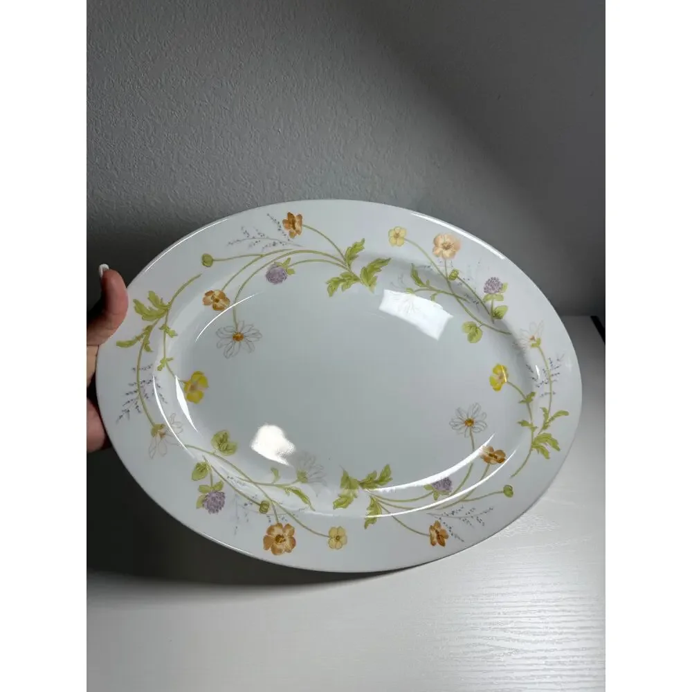 Vintage Mikasa Heather Fine China Oval Serving Platter L5005 Japan 14in